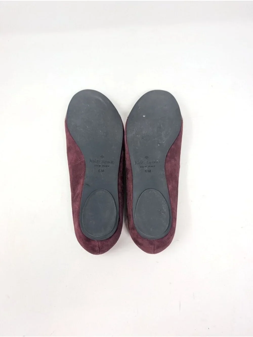 Kate Spade Burgundy Ballet Flats 6 Suede Patent Leather